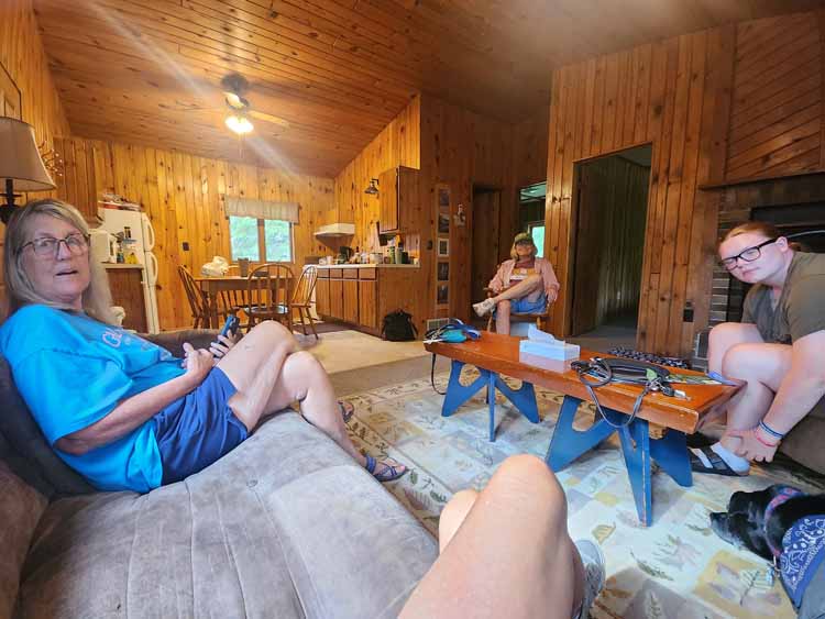 relaxing at the cabin